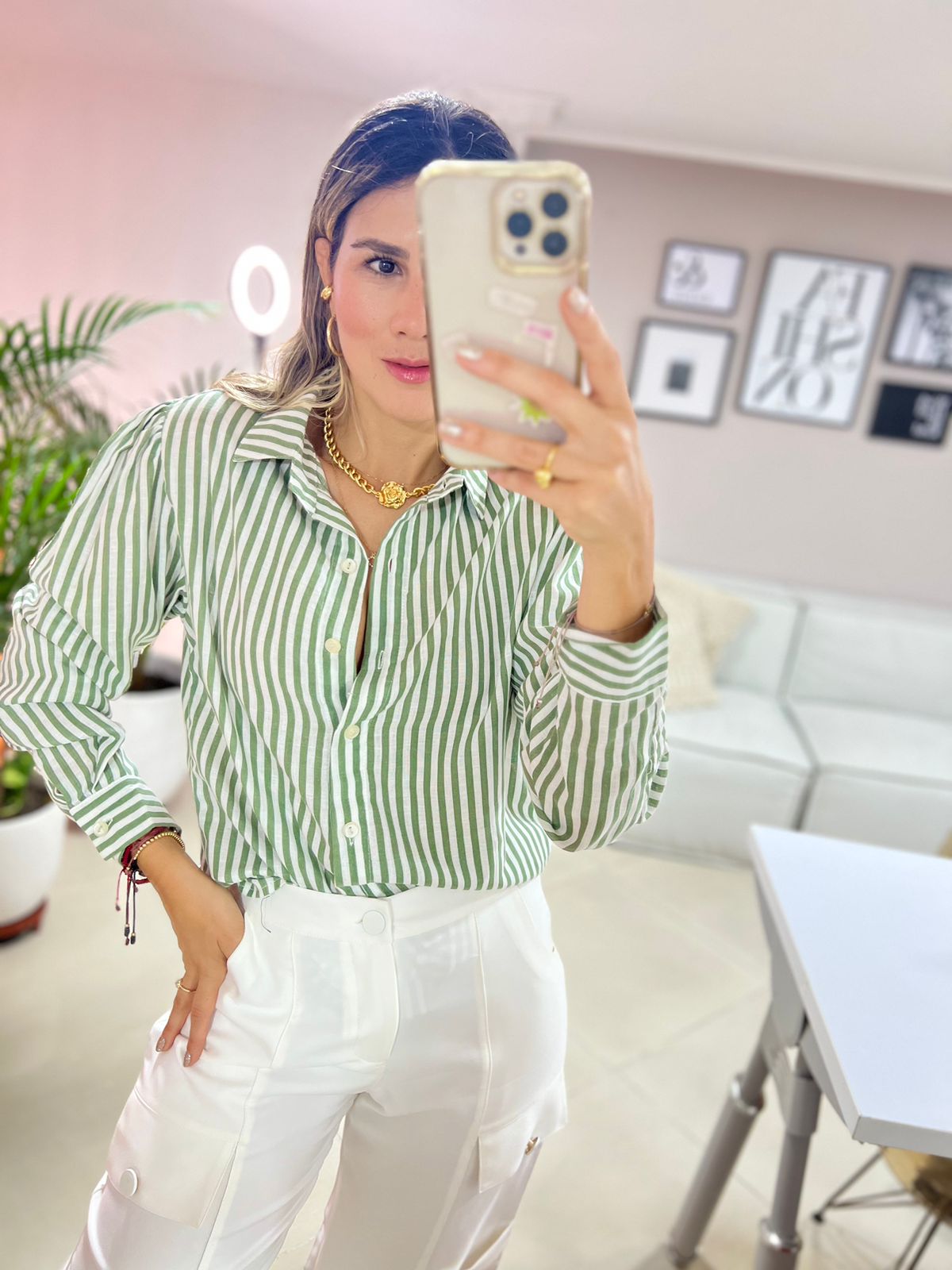 Blusa Manga Larga, con botones Lima