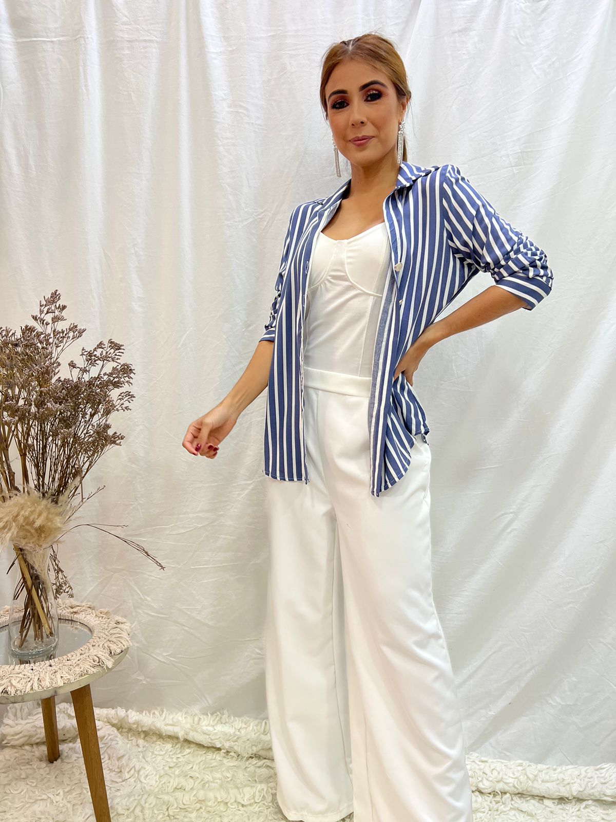 Camisera de Rayas, con Botones Cardina