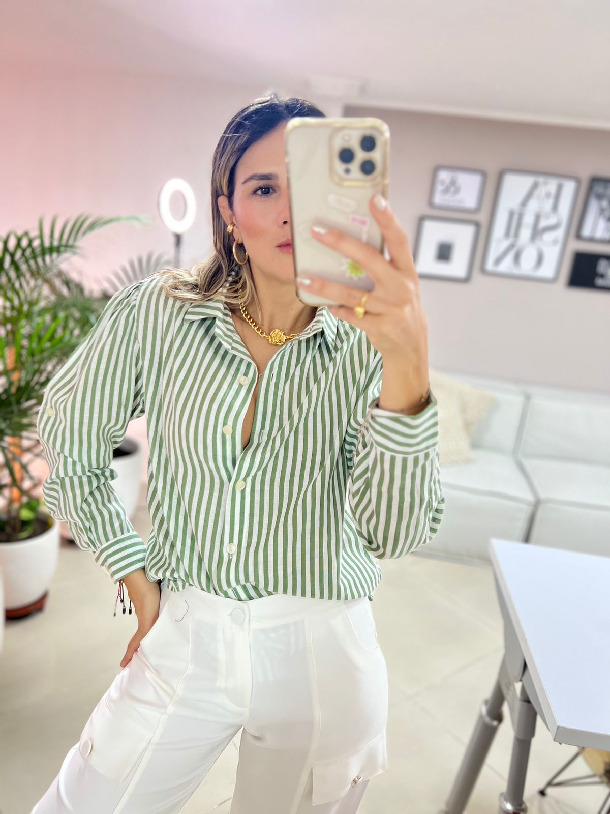 Blusa Manga Larga, con botones Lima