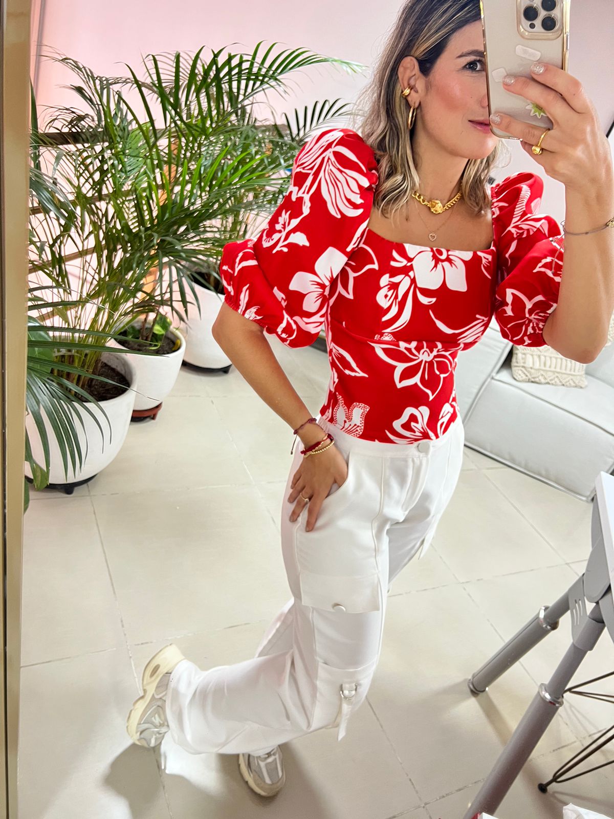 Blusa Manga Bombacha estampada Provenza para mujer - Maral.
