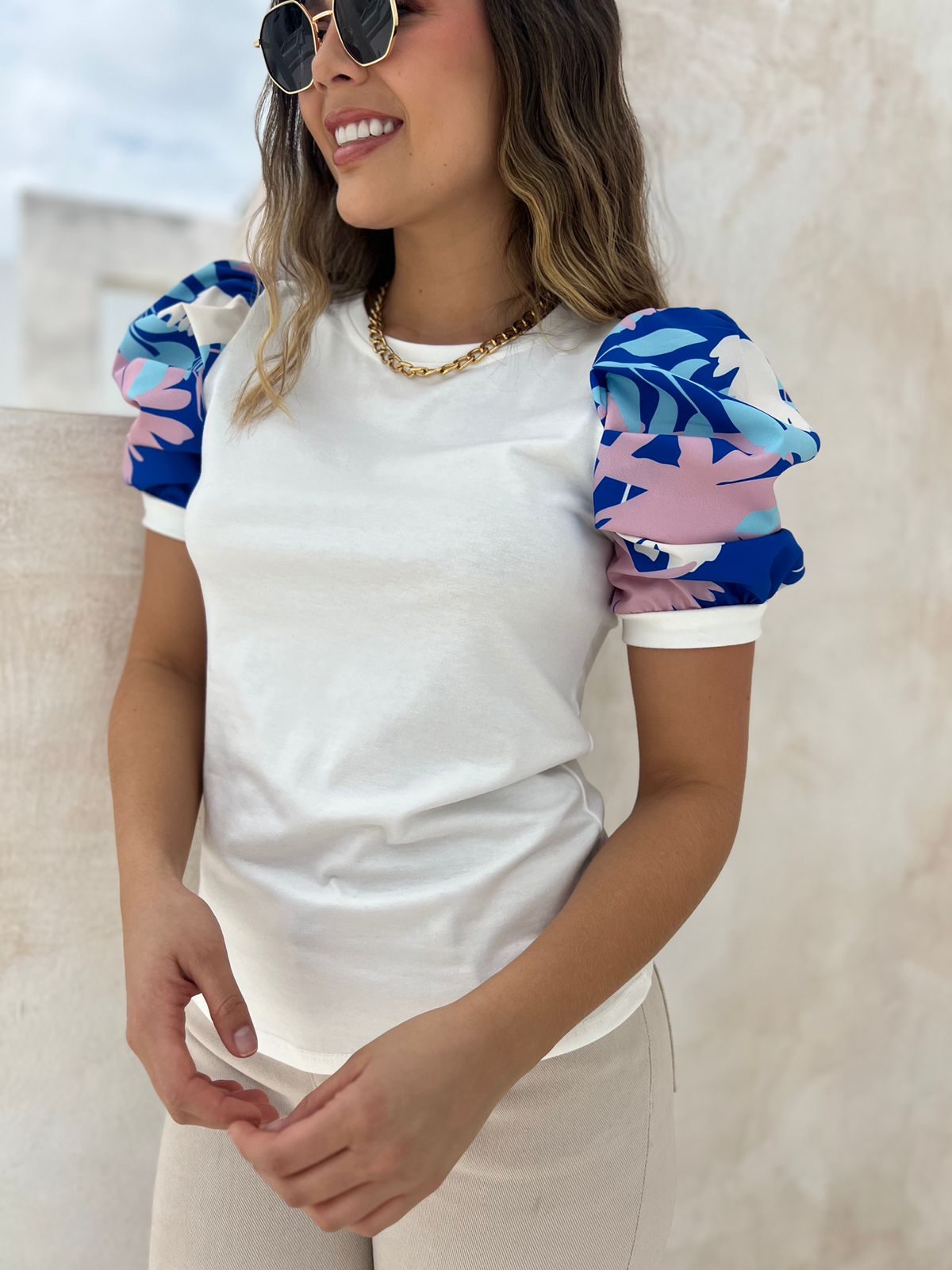 Básica con Estampado en las Mangas Roberta