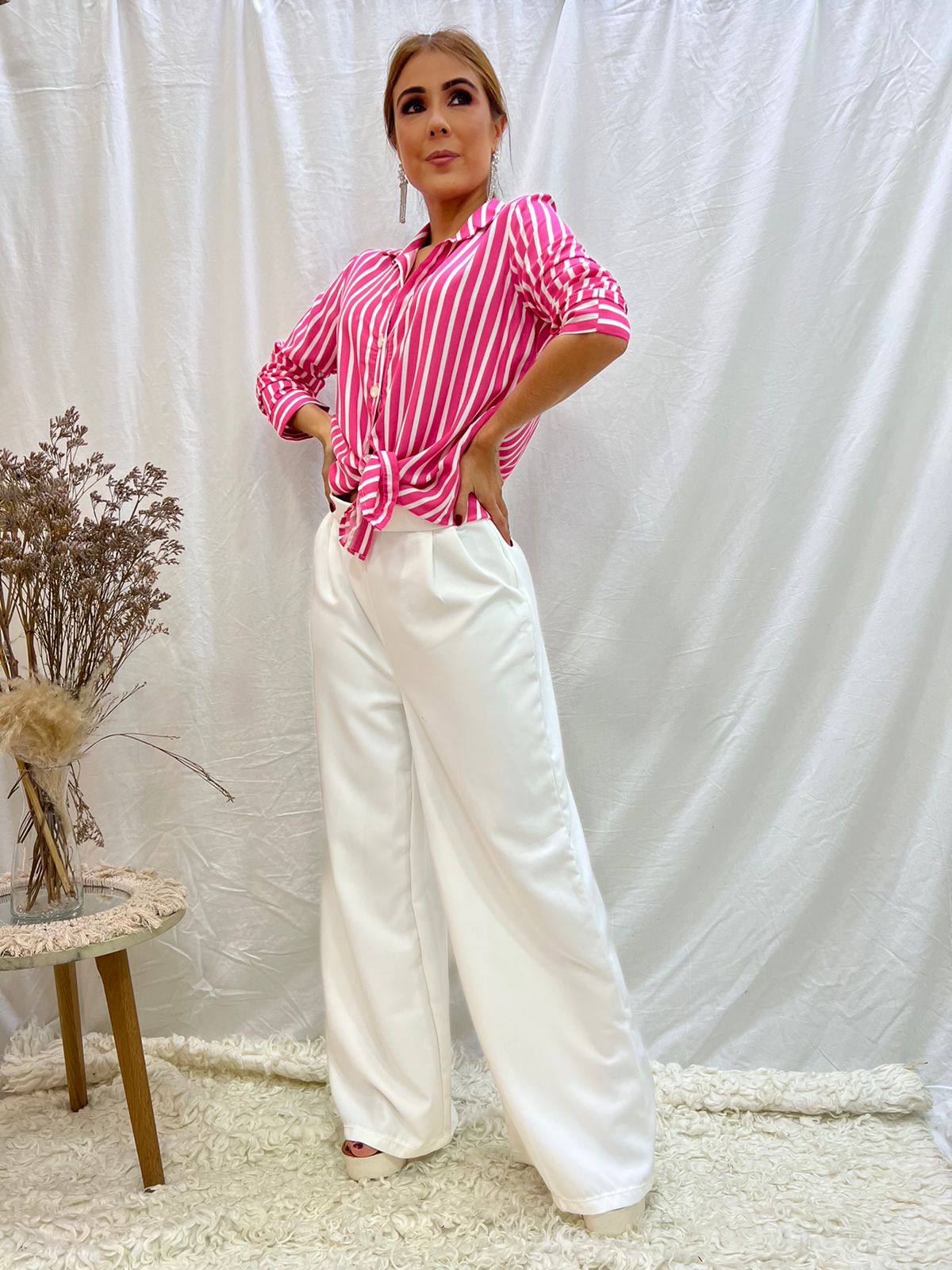 Camisera de Rayas, con Botones Cardina
