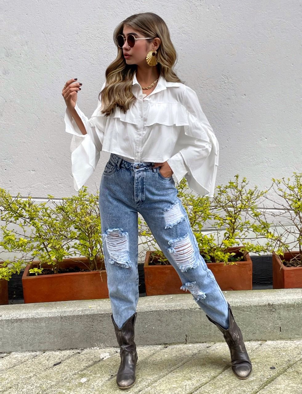 Blusa Boleros Palenque Maral - Blusa para mujer con boleros en la parte delantera, tela popolina, estilo clásico.