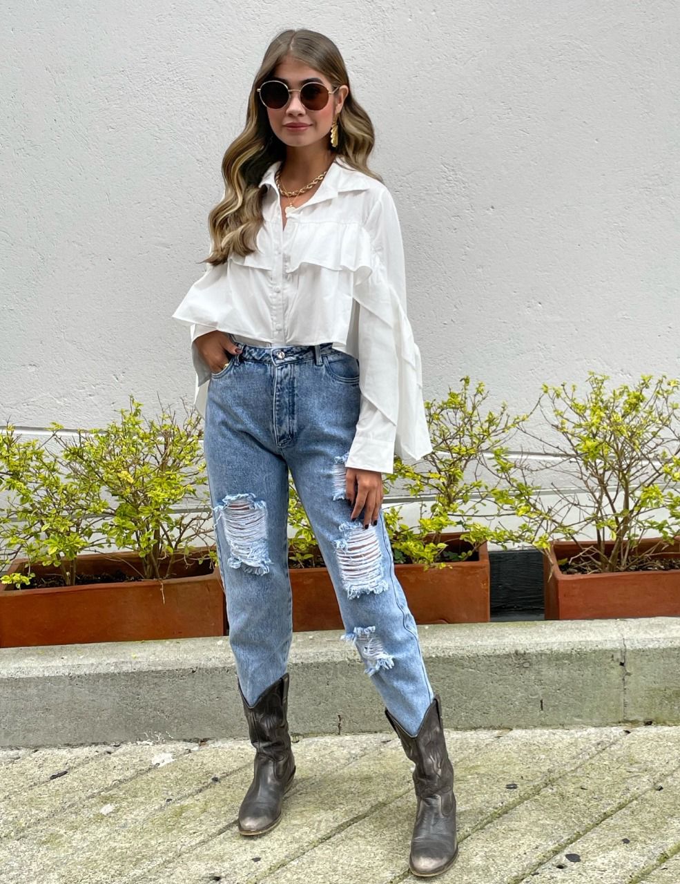 Blusa Boleros Palenque Maral - Blusa para mujer con boleros en la parte delantera, tela popolina, estilo clásico.