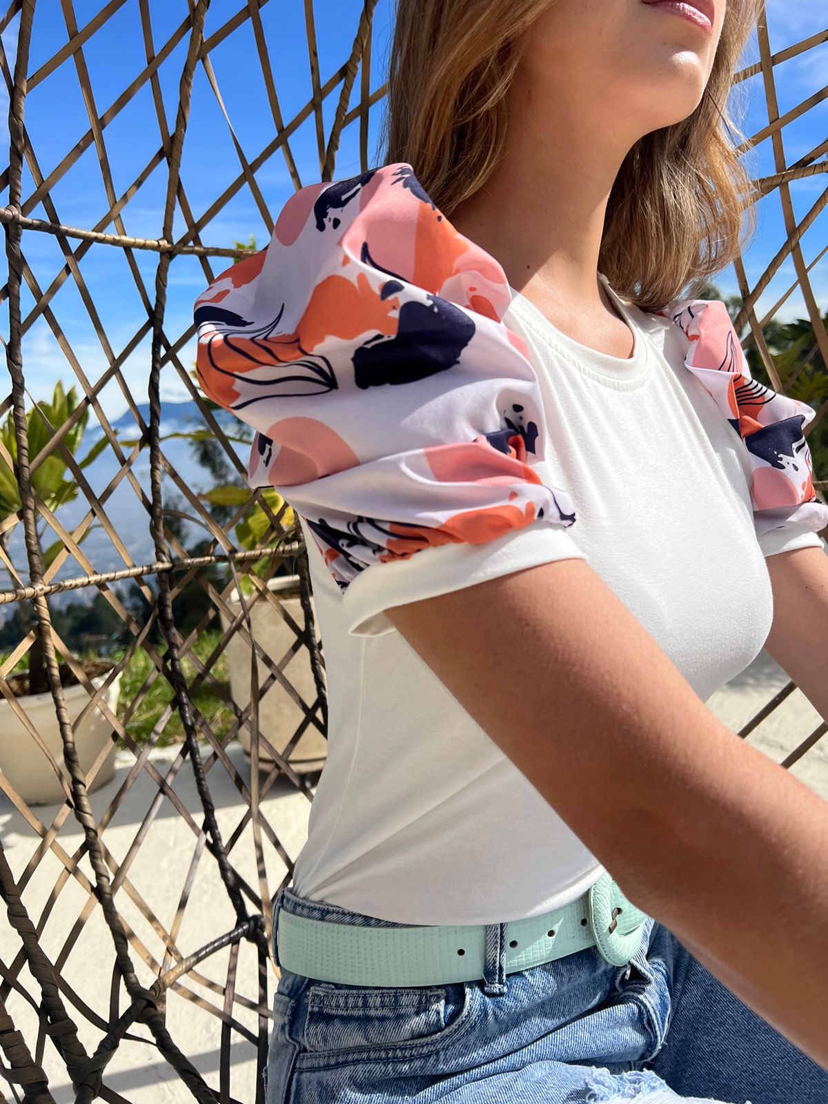 Blusa manga bombacha Hojitas
