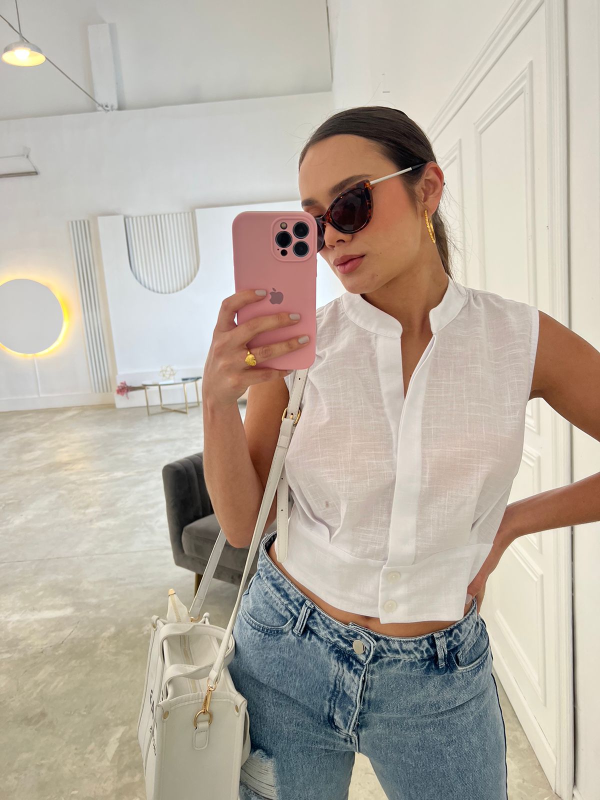 Blusa Lino con Botones Makeno