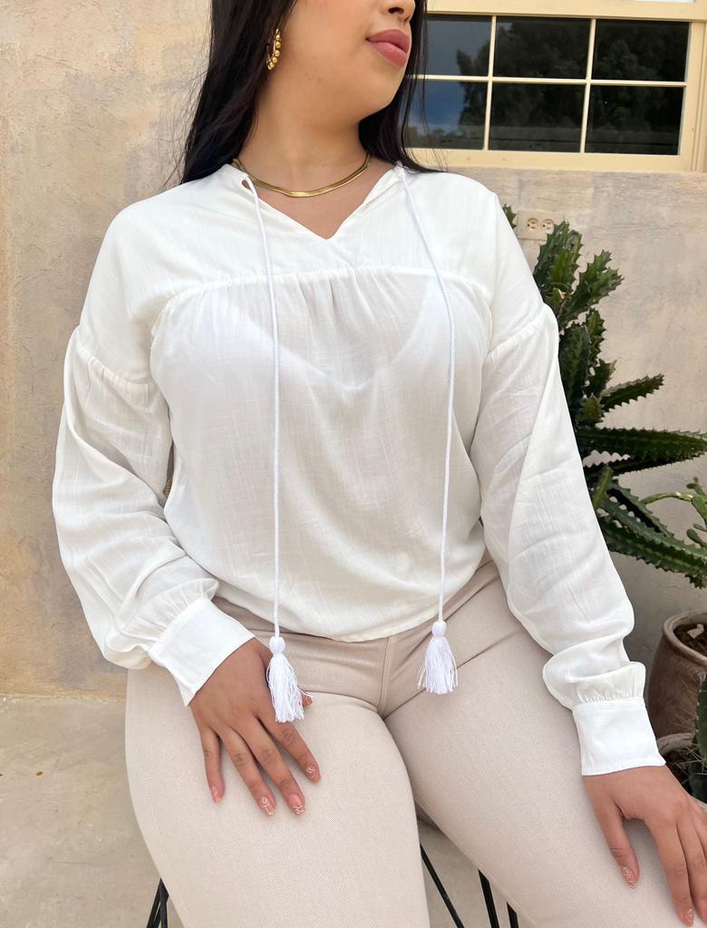 Blusa manga Larga Pompon