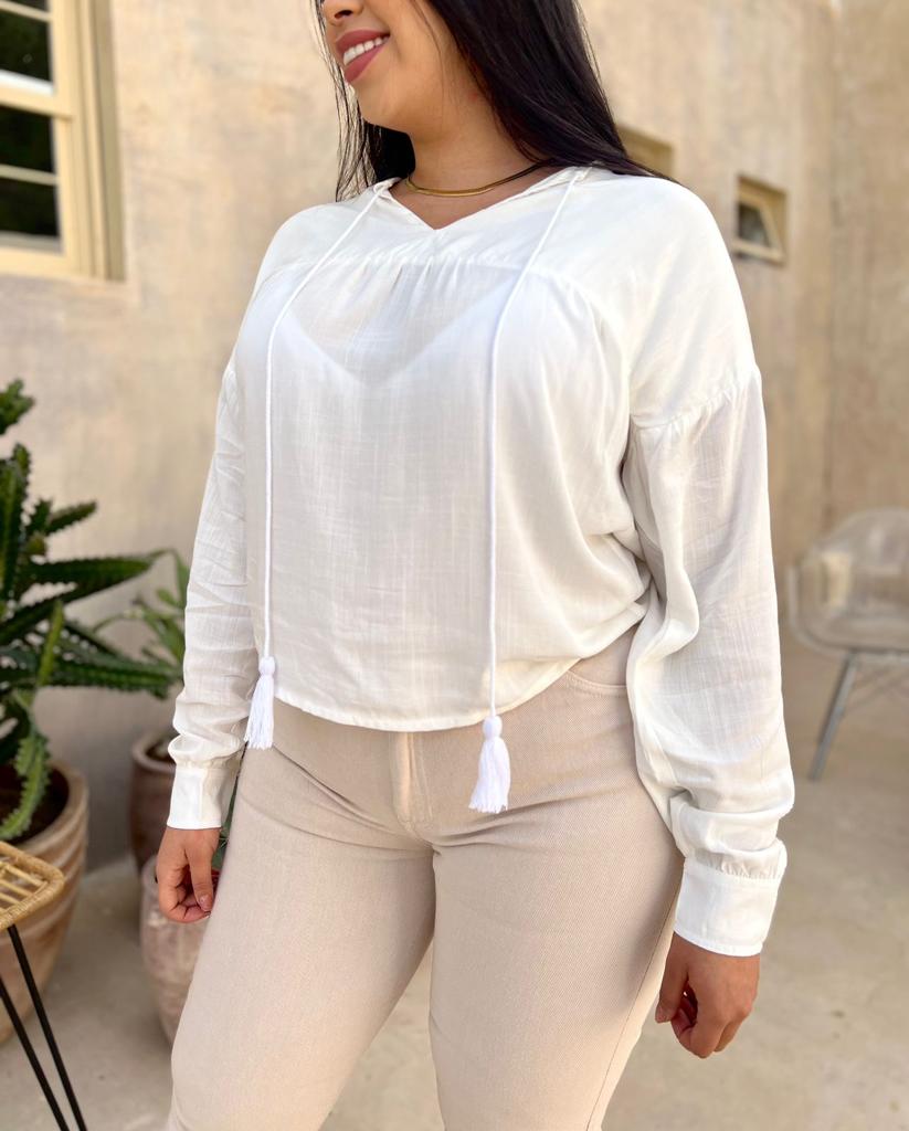 Blusa manga Larga Pompon