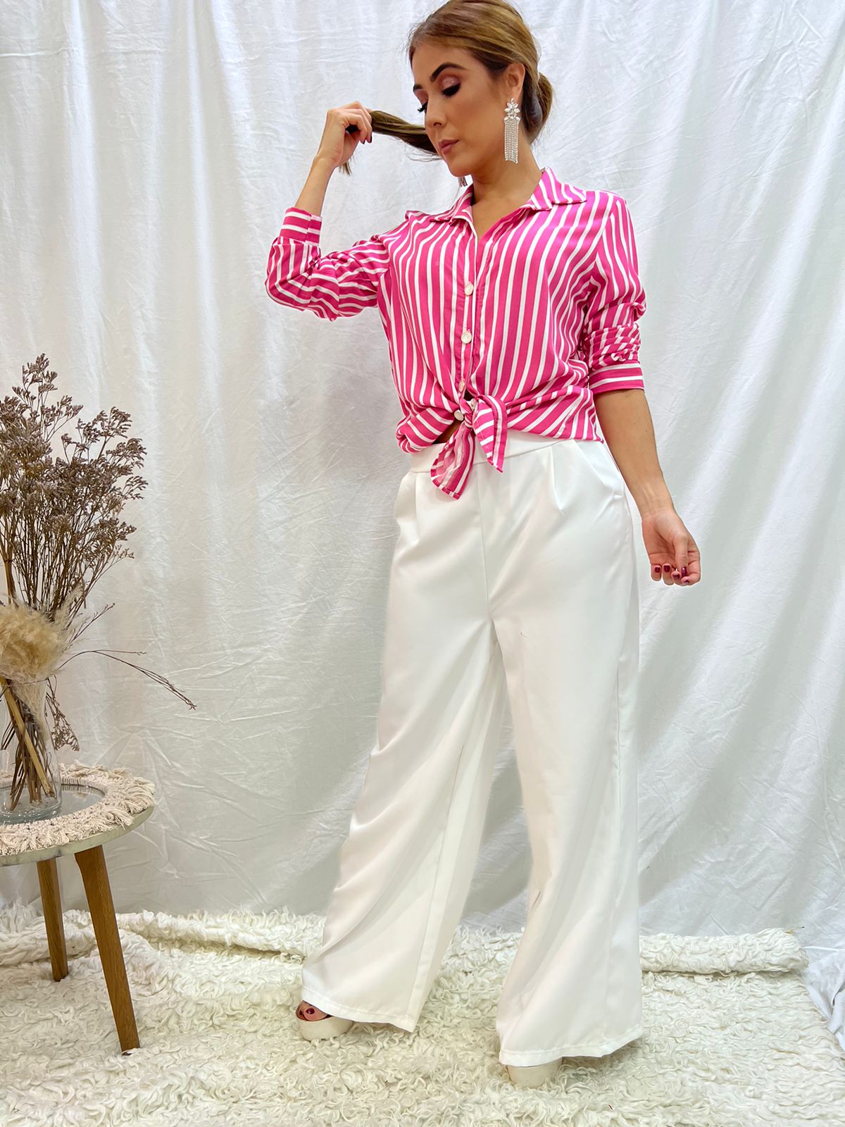 Camisera de Rayas, con Botones Cardina