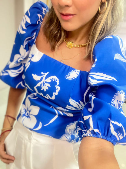 Blusa Manga Bombacha estampada Provenza para mujer - Maral.