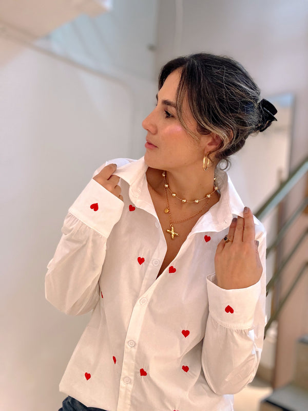 Camisera Juana con Bordados Corazones