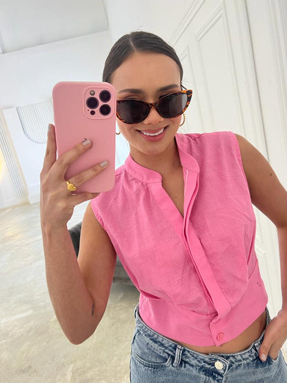 Blusa Lino con Botones Makeno