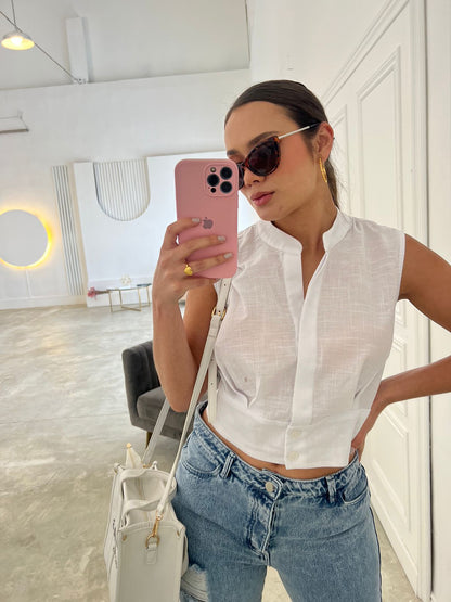 Blusa Lino con Botones Makeno